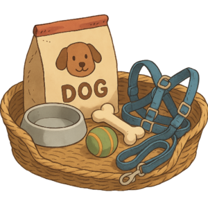 Illustration d'un panier de chiot pour la foire aux questions sur l'adoption