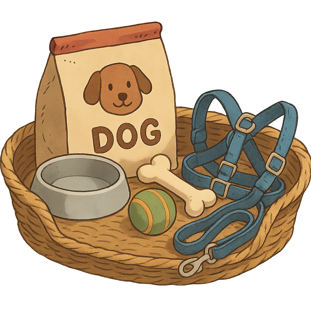 Illustration d'un panier de chiot pour la foire aux questions sur l'adoption
