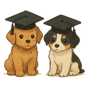 Petit chiot en phase de socialisation et d'apprentissage précoce